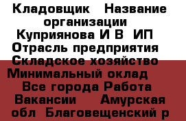 Кладовщик › Название организации ­ Куприянова И.В, ИП › Отрасль предприятия ­ Складское хозяйство › Минимальный оклад ­ 1 - Все города Работа » Вакансии   . Амурская обл.,Благовещенский р-н